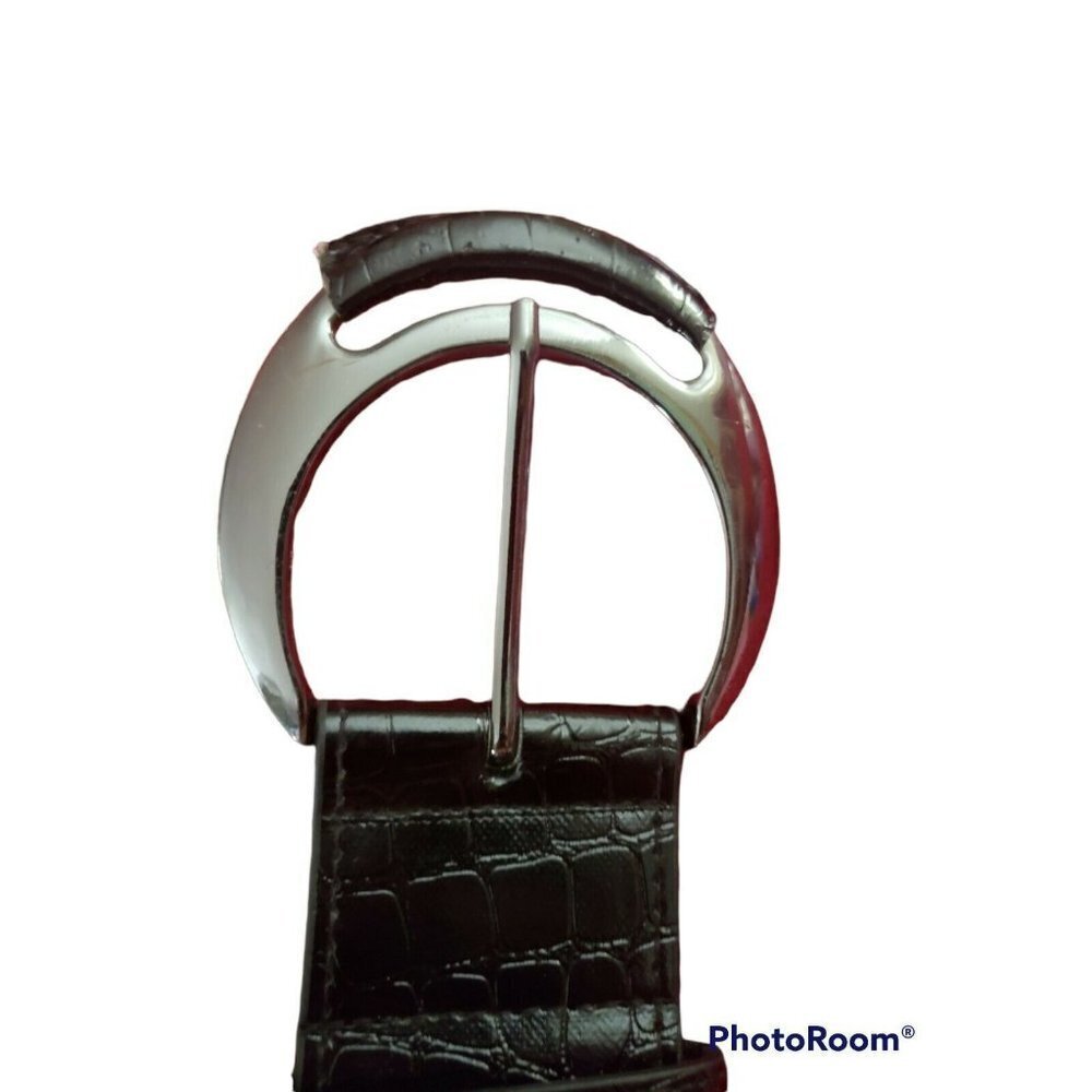 Black Belt With Buckle Size 14 Y2K Shine Shimmer Retro Streetwear Goth